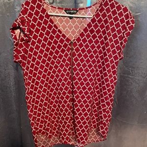 Red Patterned Blouse